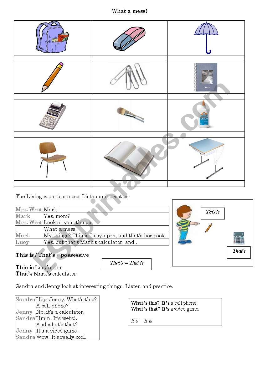 Demonstratives worksheet