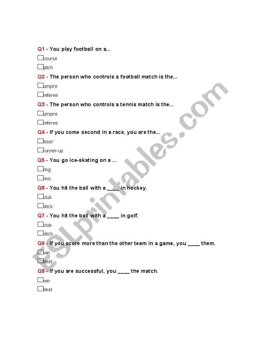 SCORE worksheet