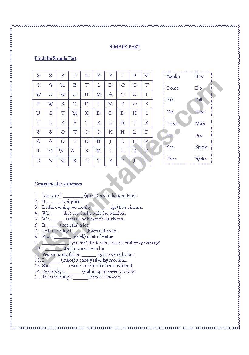 Simple Past worksheet