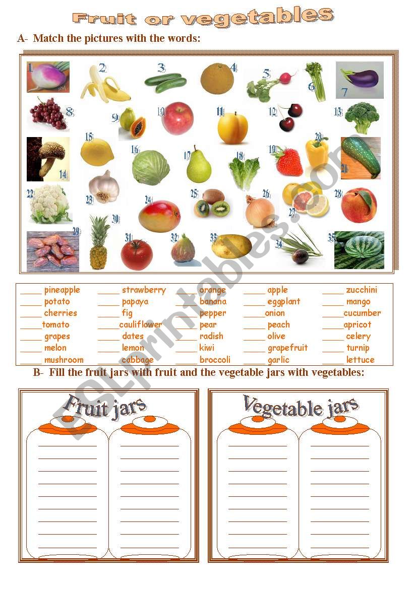 fruit or vegetables worksheet