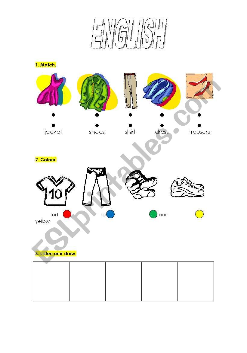 clothes worksheet