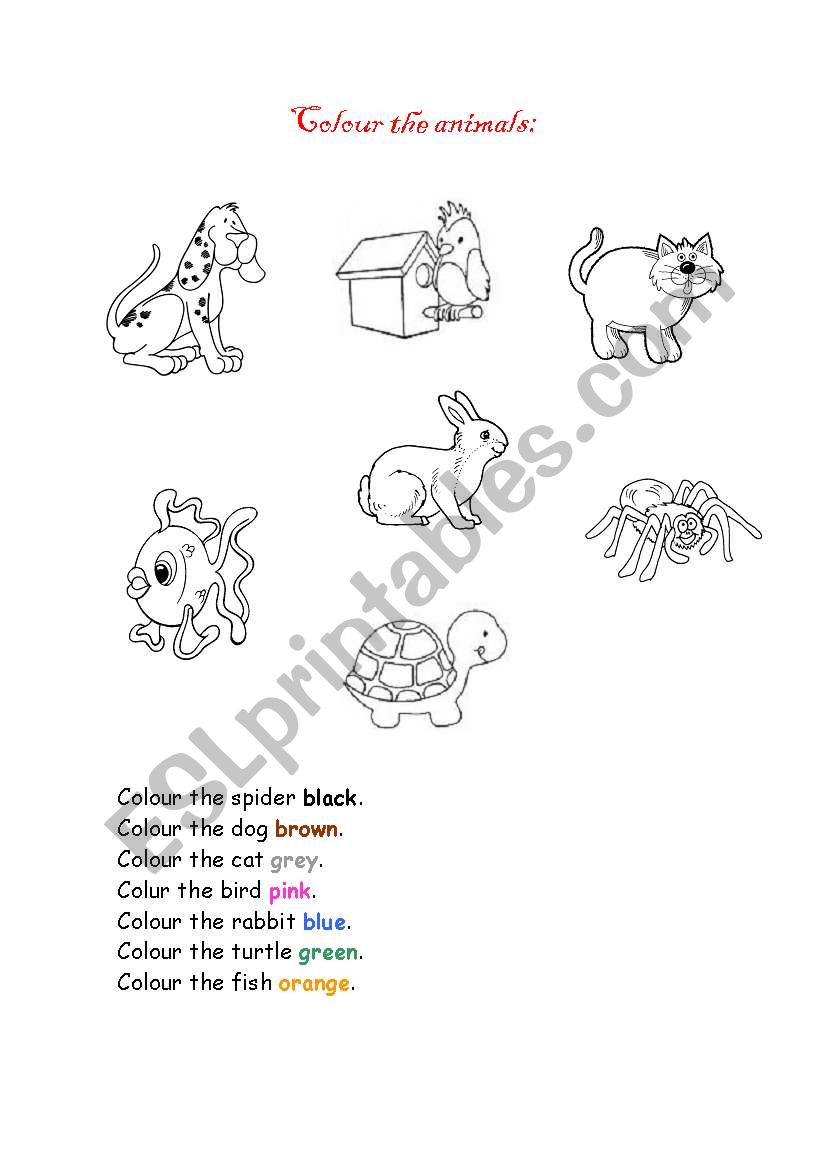 Colour the animals worksheet