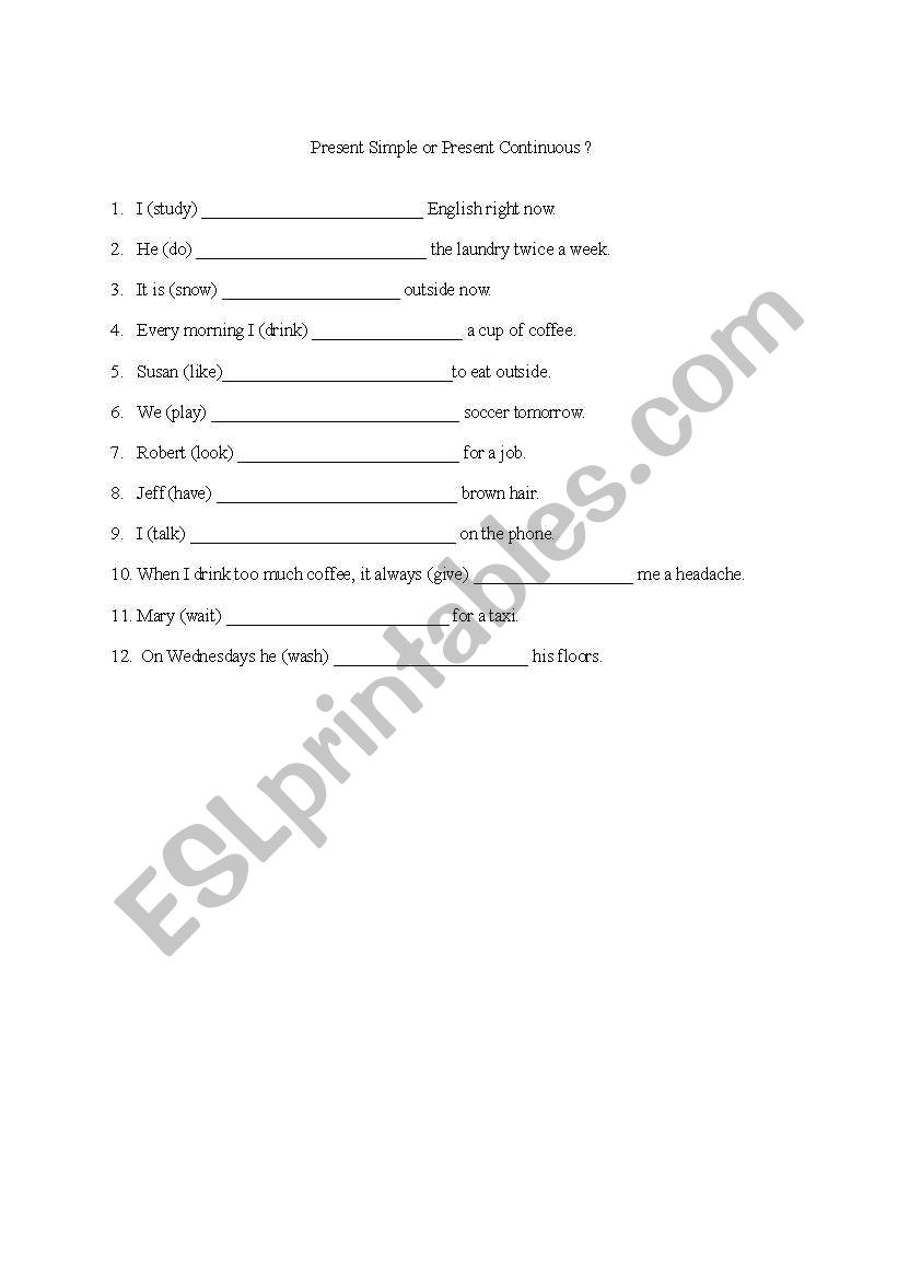 Simple present worksheet worksheet