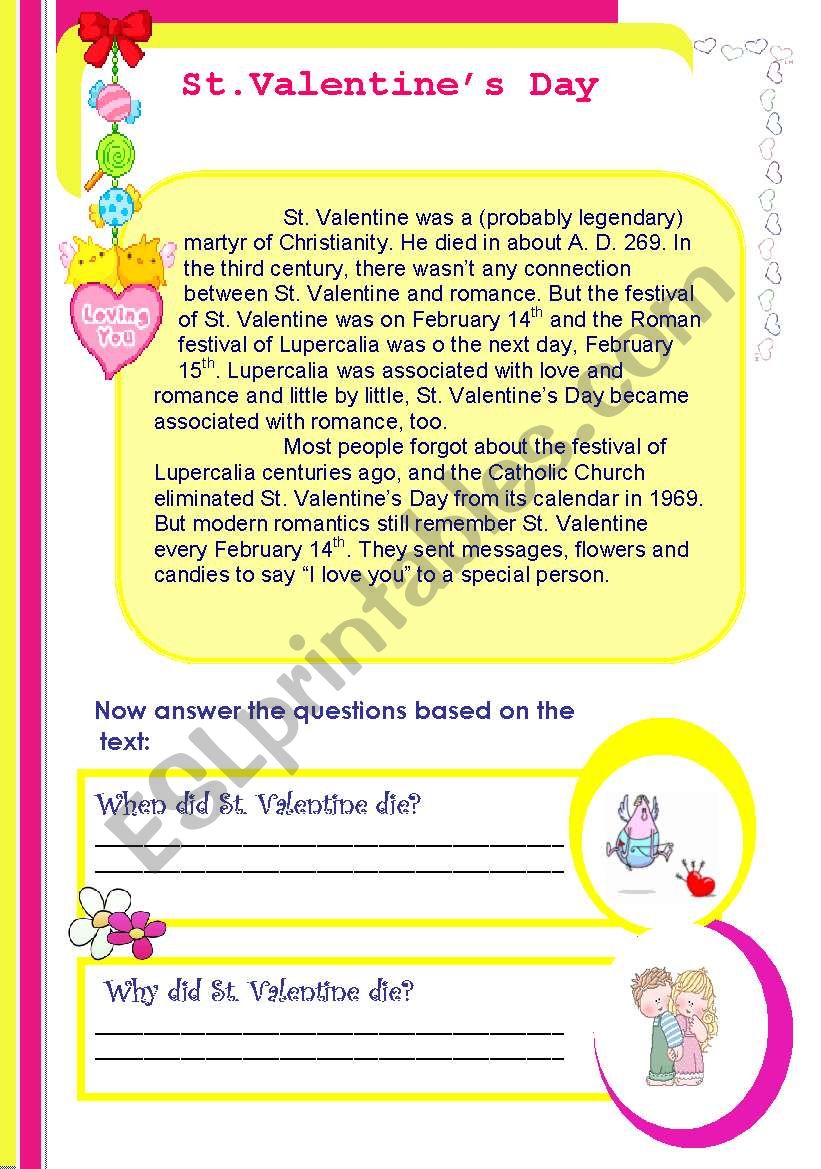 St. Valentines Day worksheet