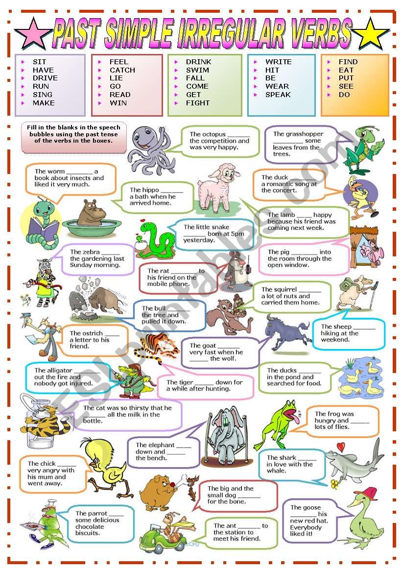 PAST SIMPLE OF IRREGULAR VERBS (B&W VERSION INCLUDED)