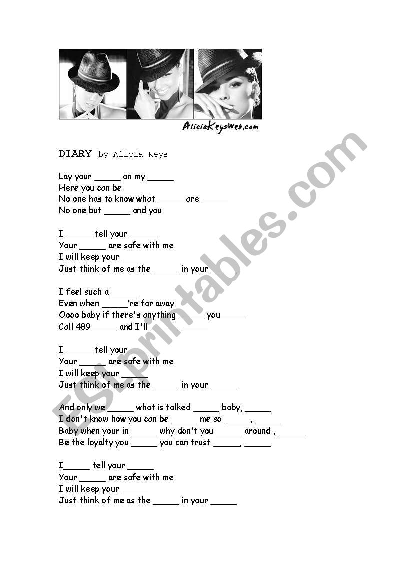 song worksheet