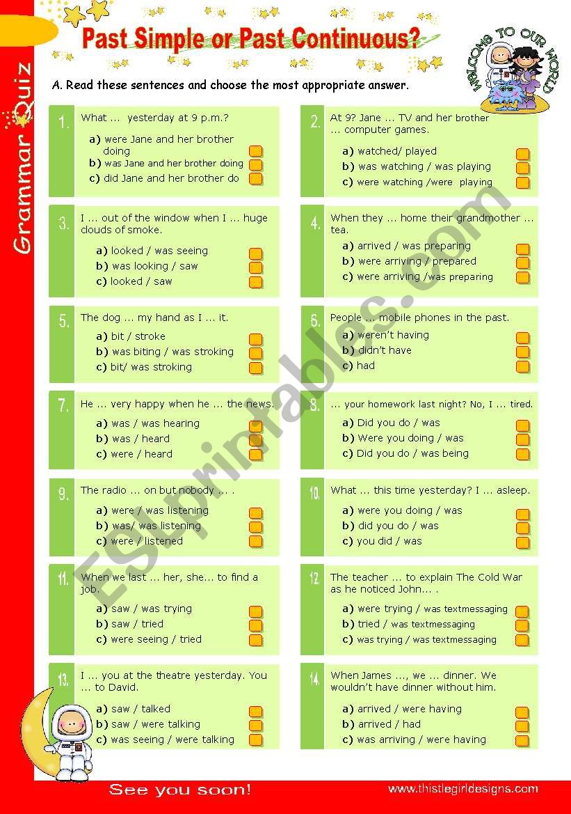 Past Simple or Past Continuous?  - Grammar Quiz series (5)