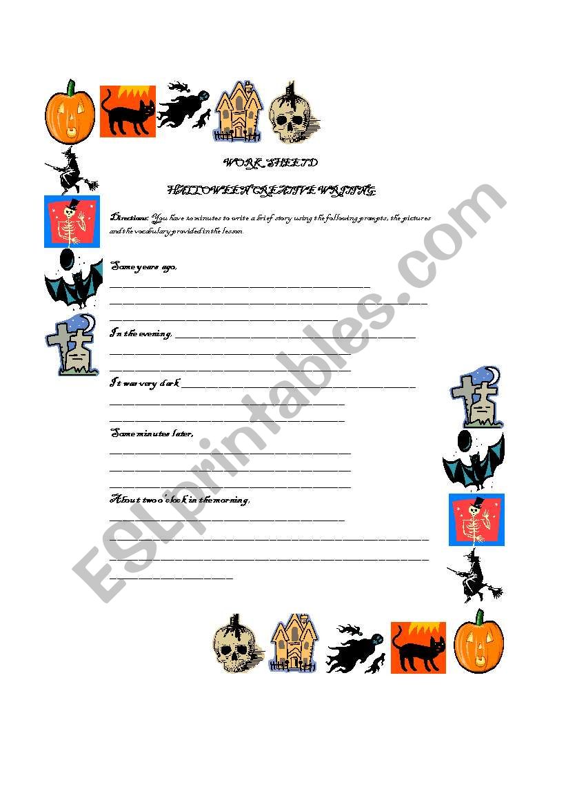 Halloween creative writing worksheet