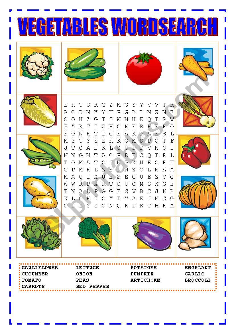 VEGETABLES WORDSEARCH worksheet