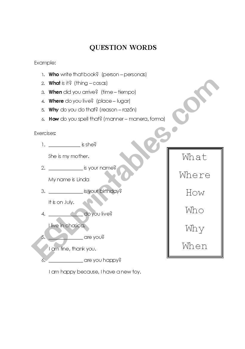 wh-questions worksheet