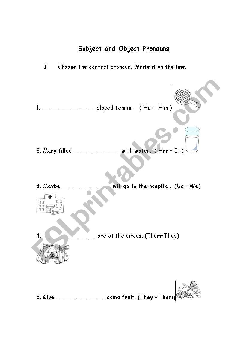 subject and object pronouns worksheet