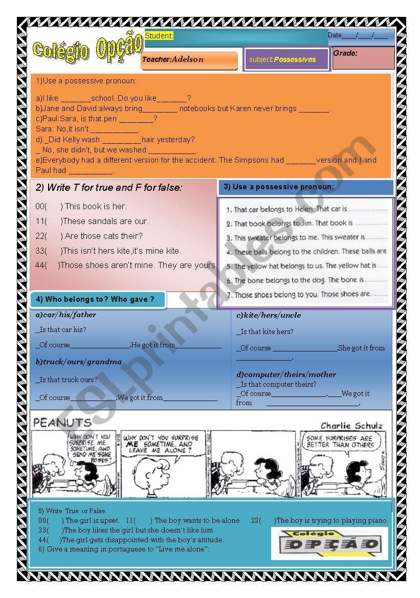 Possessives worksheet