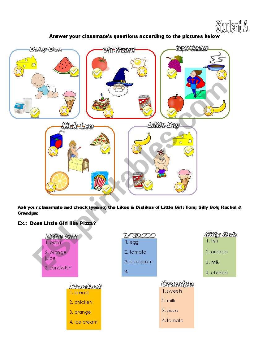 Food- Likes & Dislikes worksheet