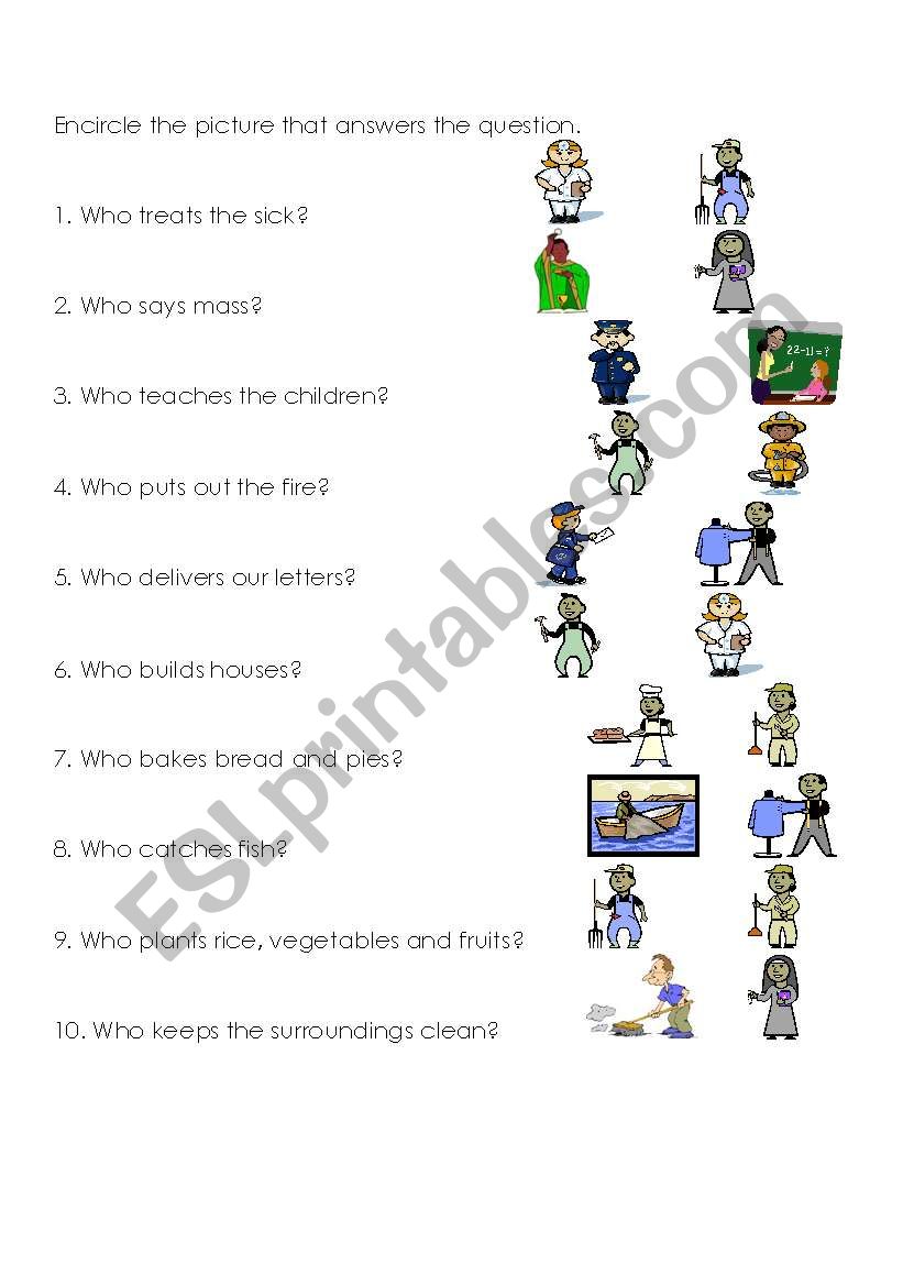 Community Helpers worksheet