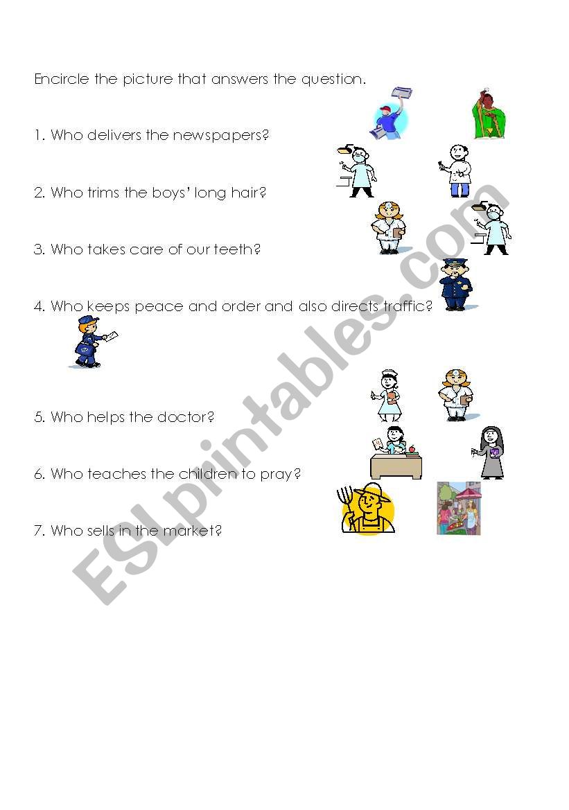 Community Helpers worksheet