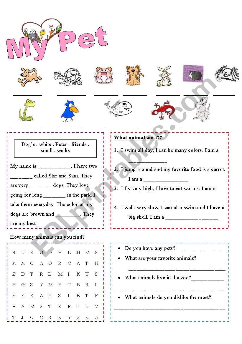 my pet worksheet