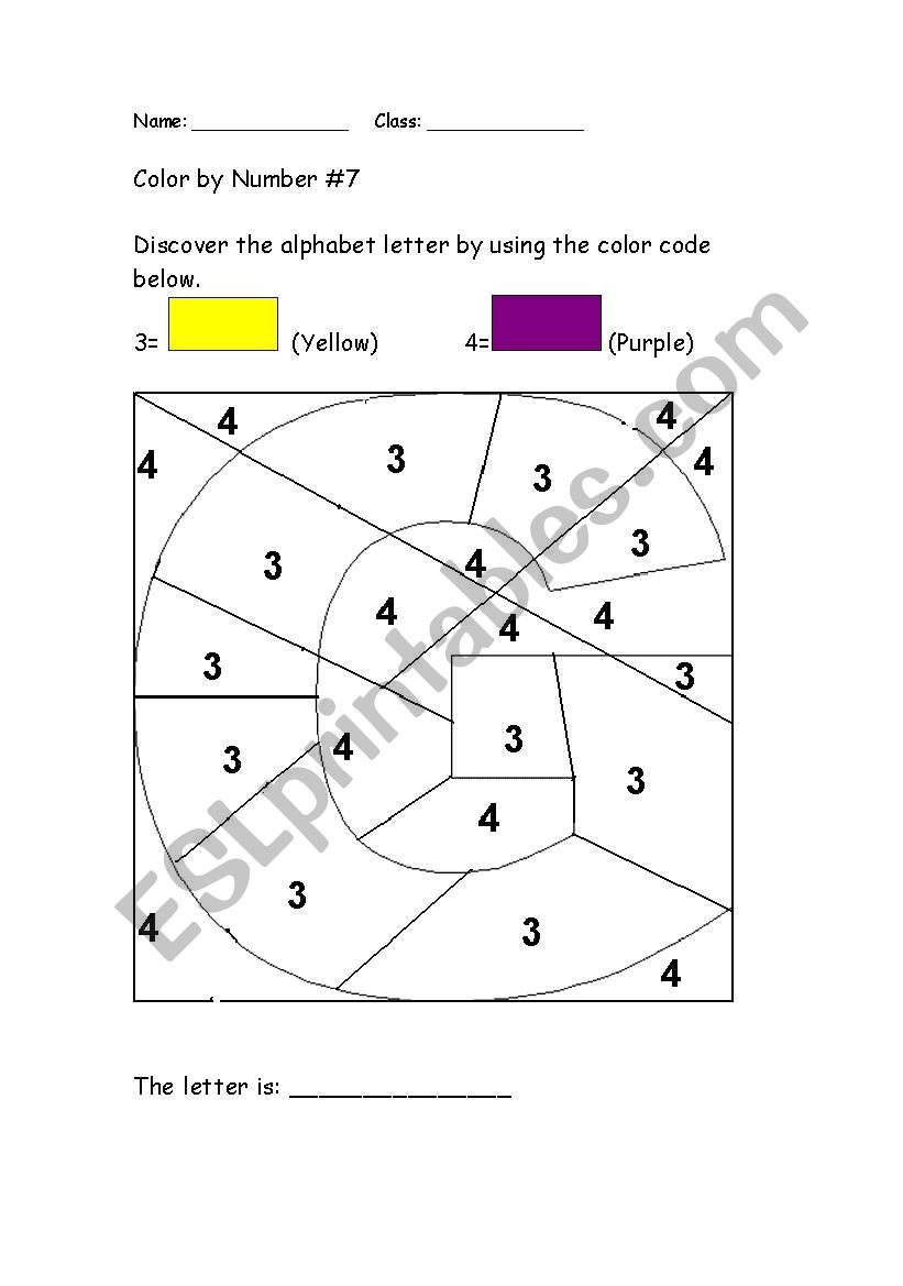 Alphabet Color by Number: G worksheet