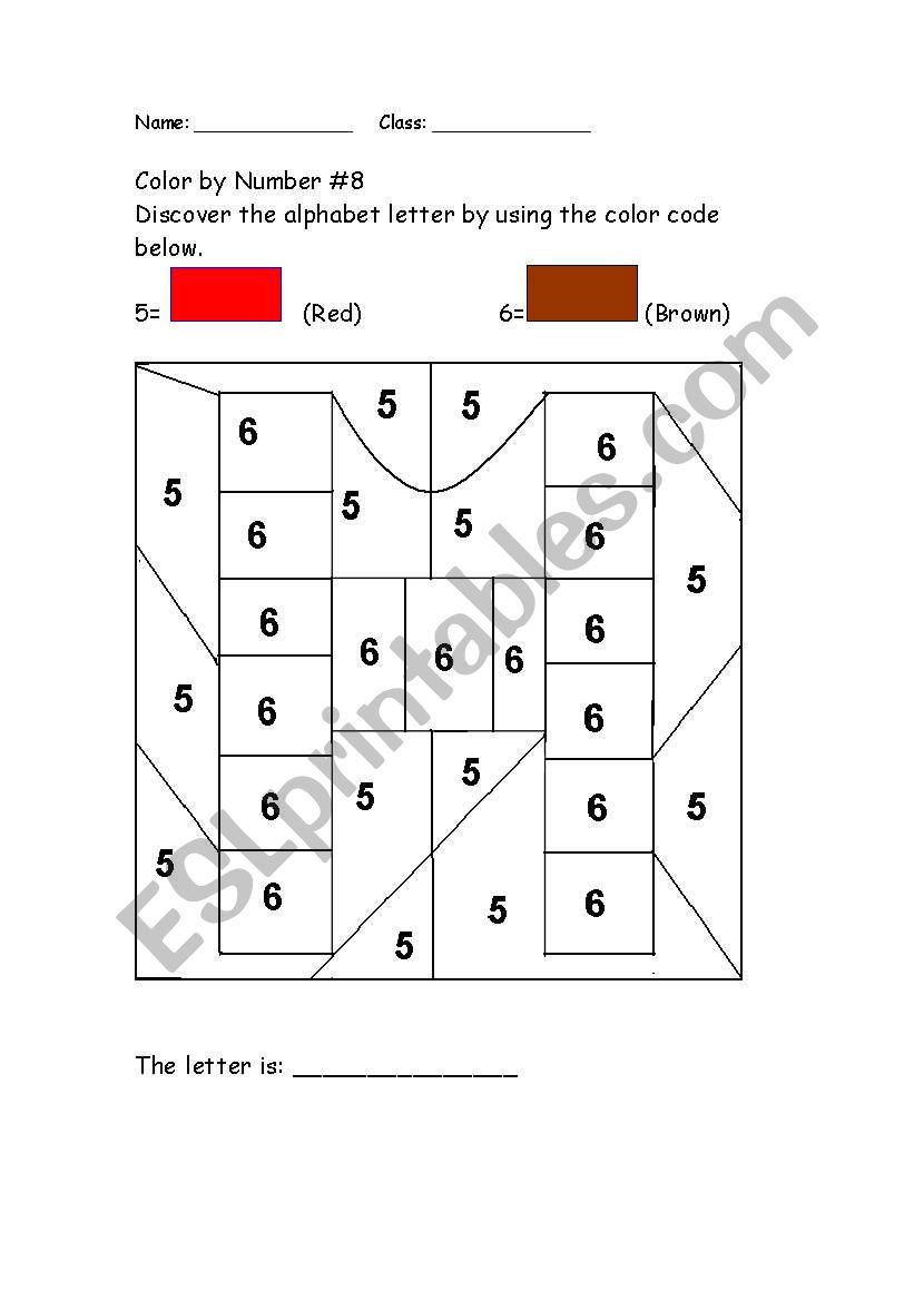 Alphabet Color by Number: H worksheet