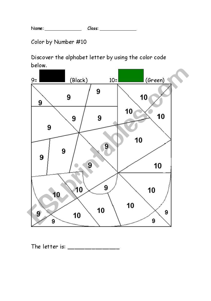 Alphabet Color by Number: J worksheet