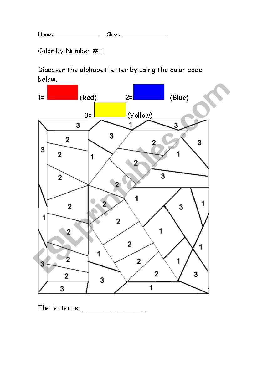 Alphabet Color by Number: K worksheet