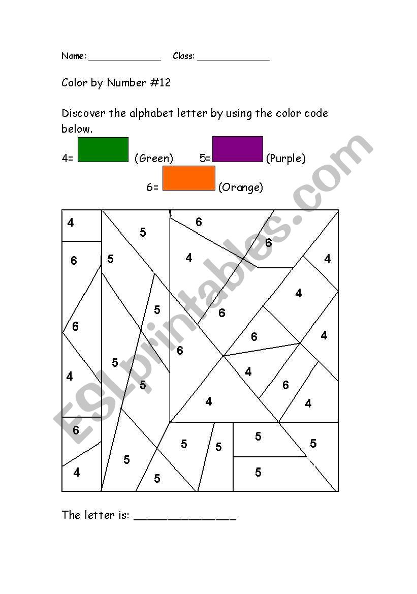 Alphabet Color by Number: L worksheet
