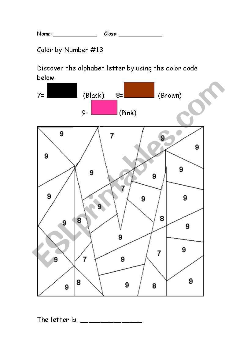 Alphabet Color by Number: M worksheet