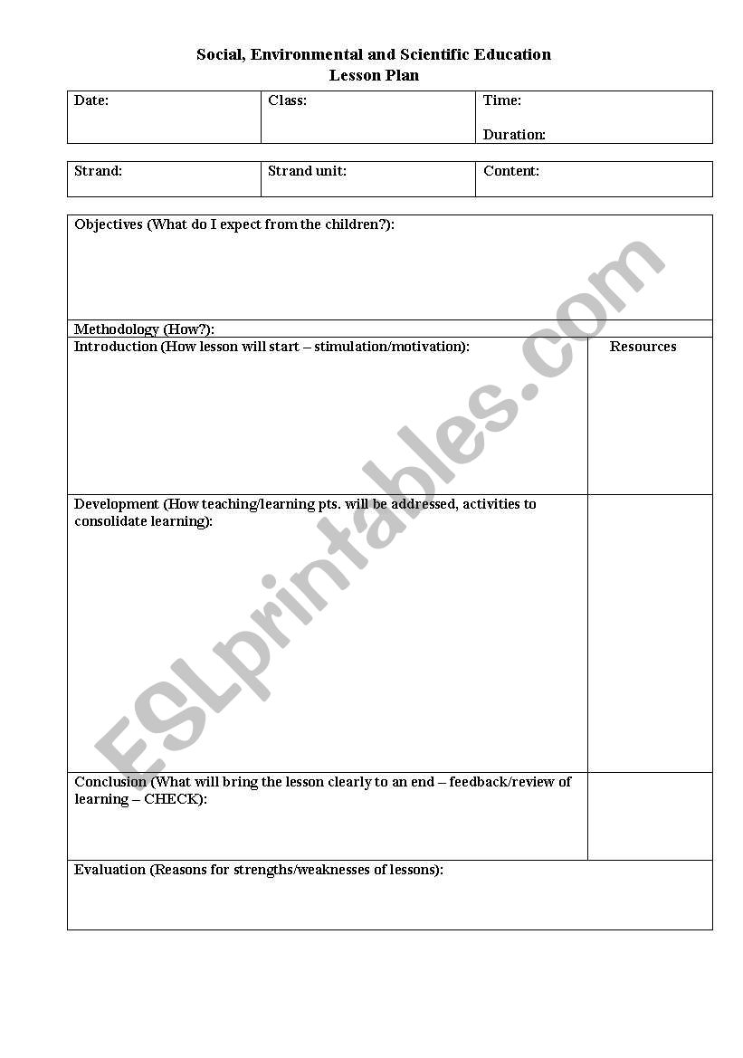 lesson plan design worksheet