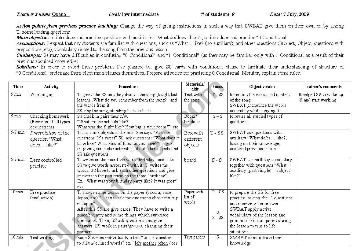 Conditionals worksheet