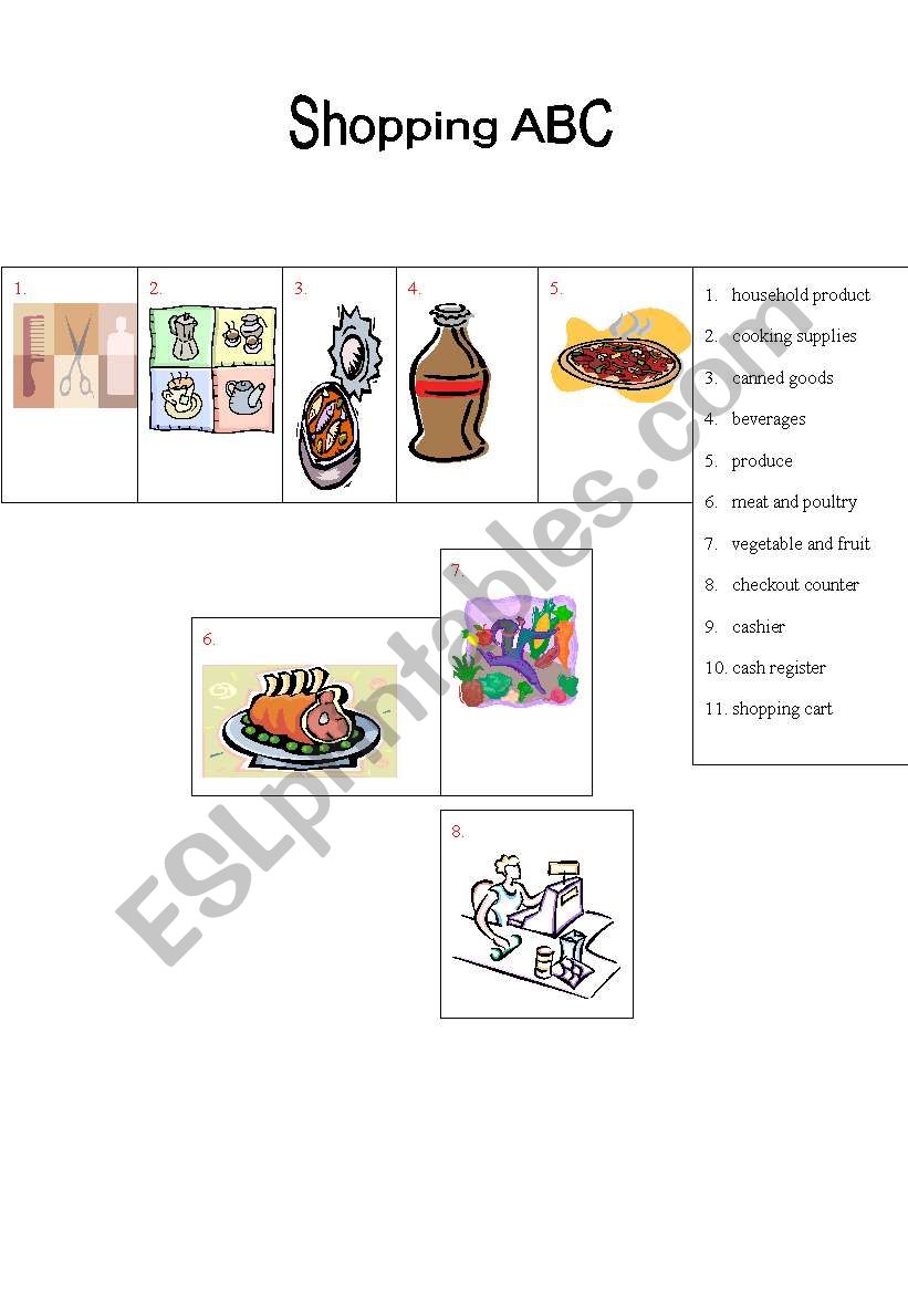 Shopping in the supermarket 1 worksheet