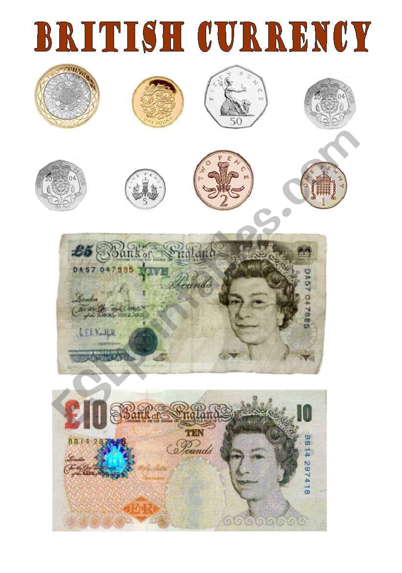 British currency worksheet