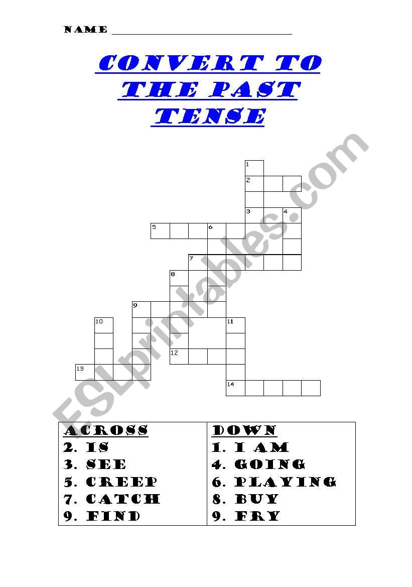 pasttensecrosswords worksheet