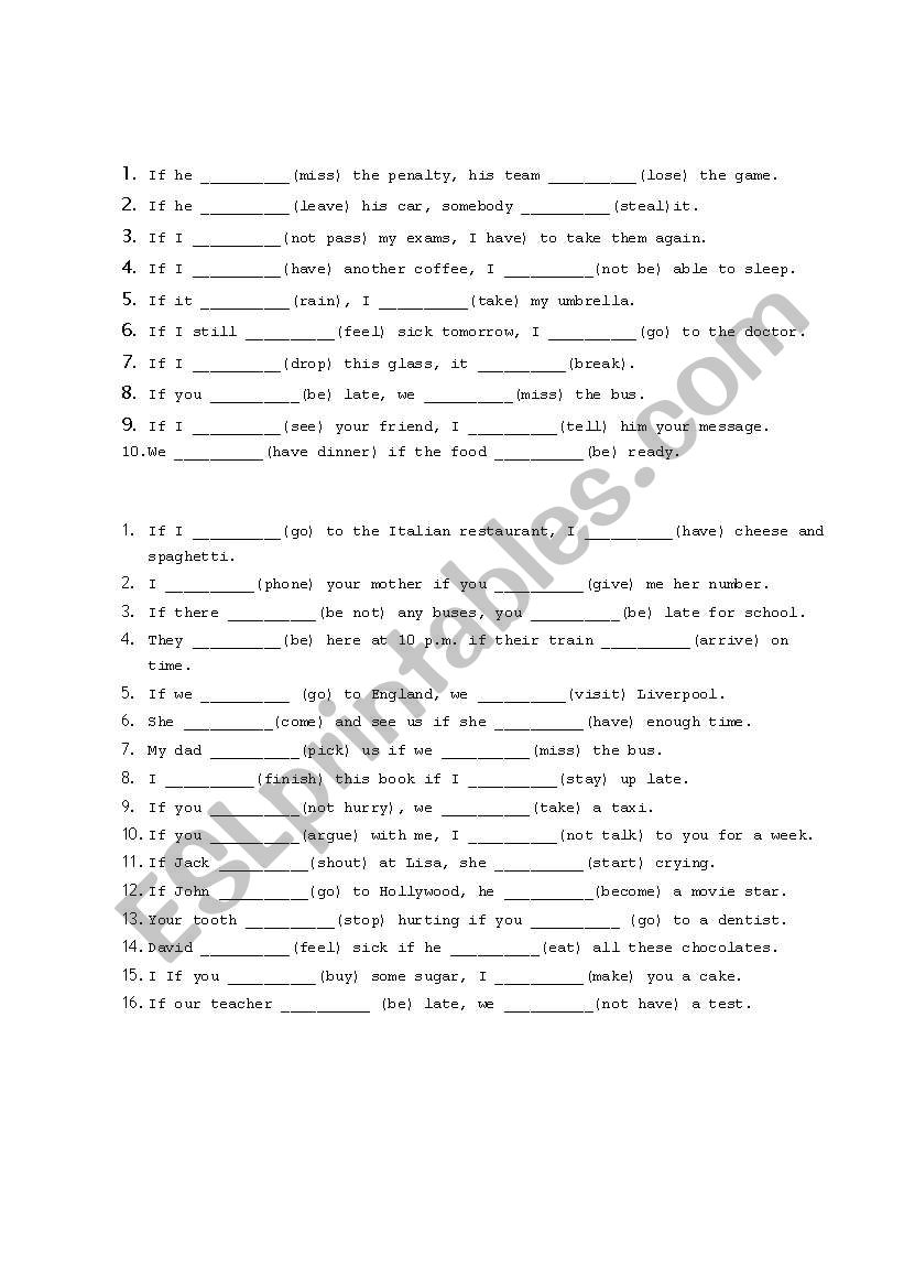 First Conditional worksheet