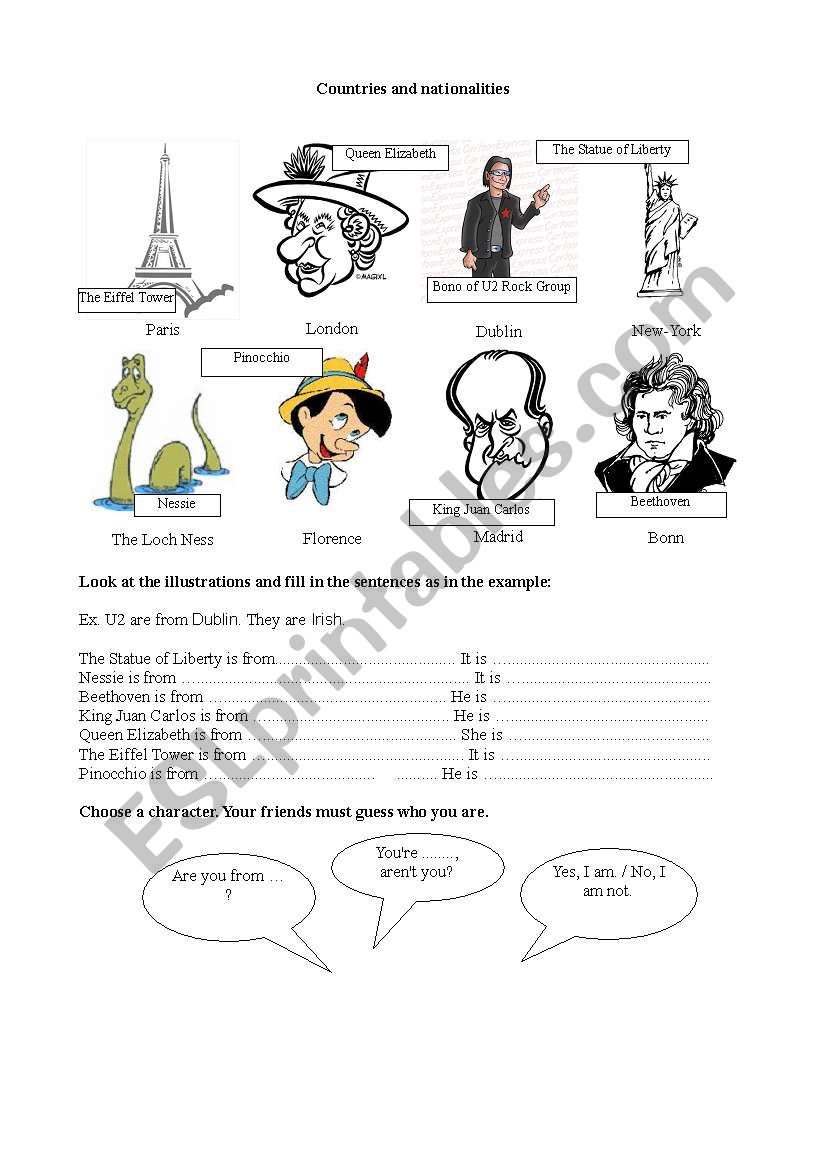 Nationalities and origins worksheet