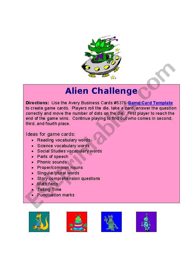 aliens worksheet