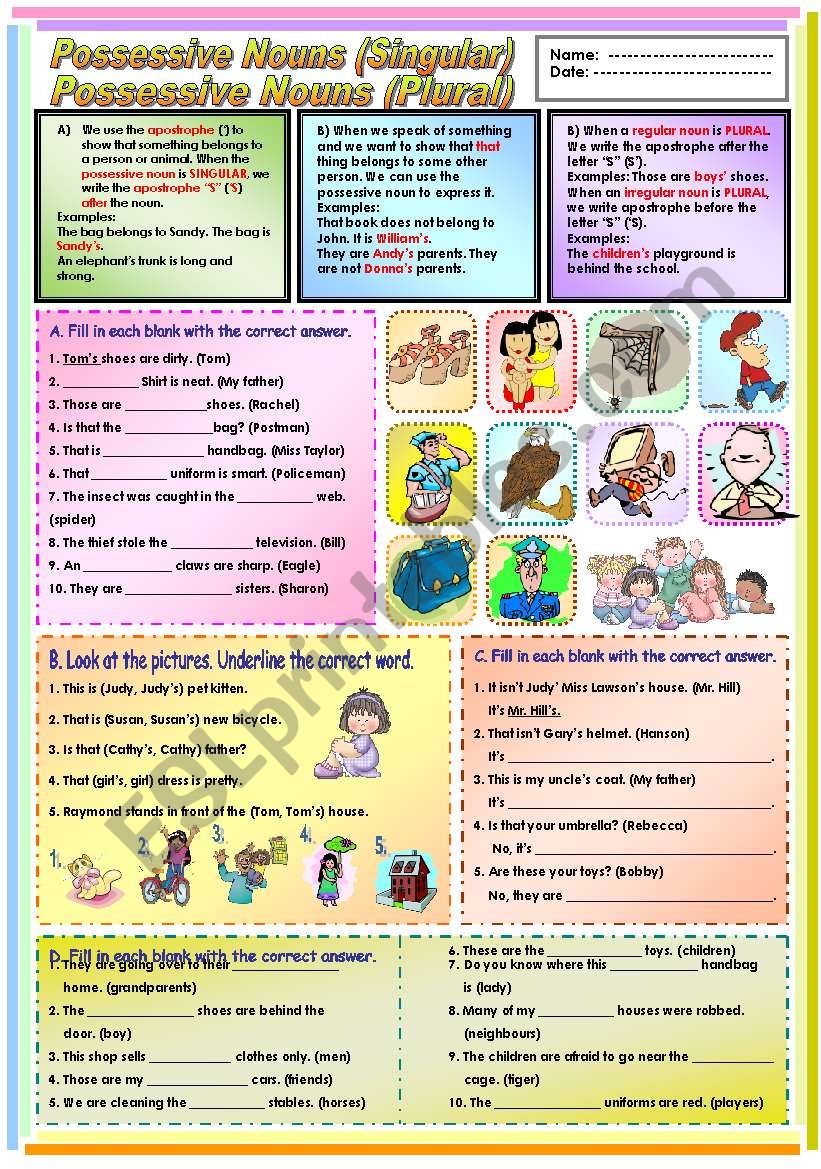 Possessive Nouns (Singular and Plural)