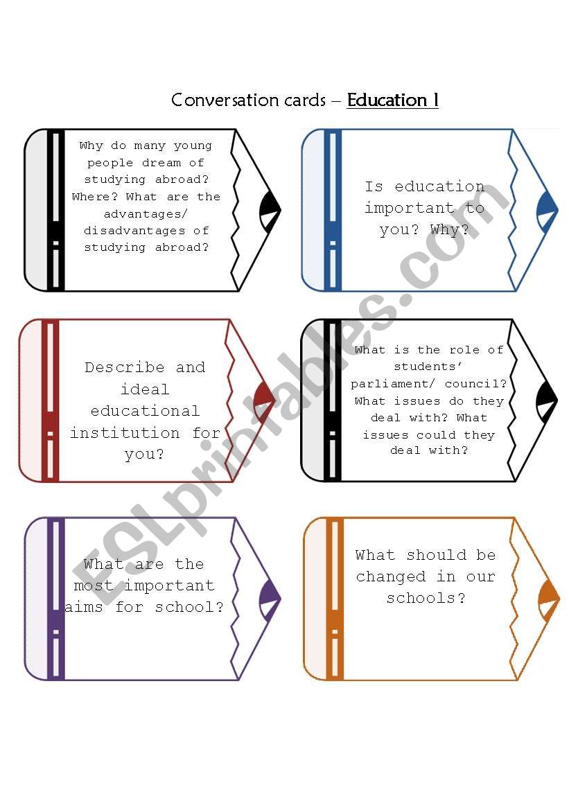 Conversation Cards - Education (set 1)