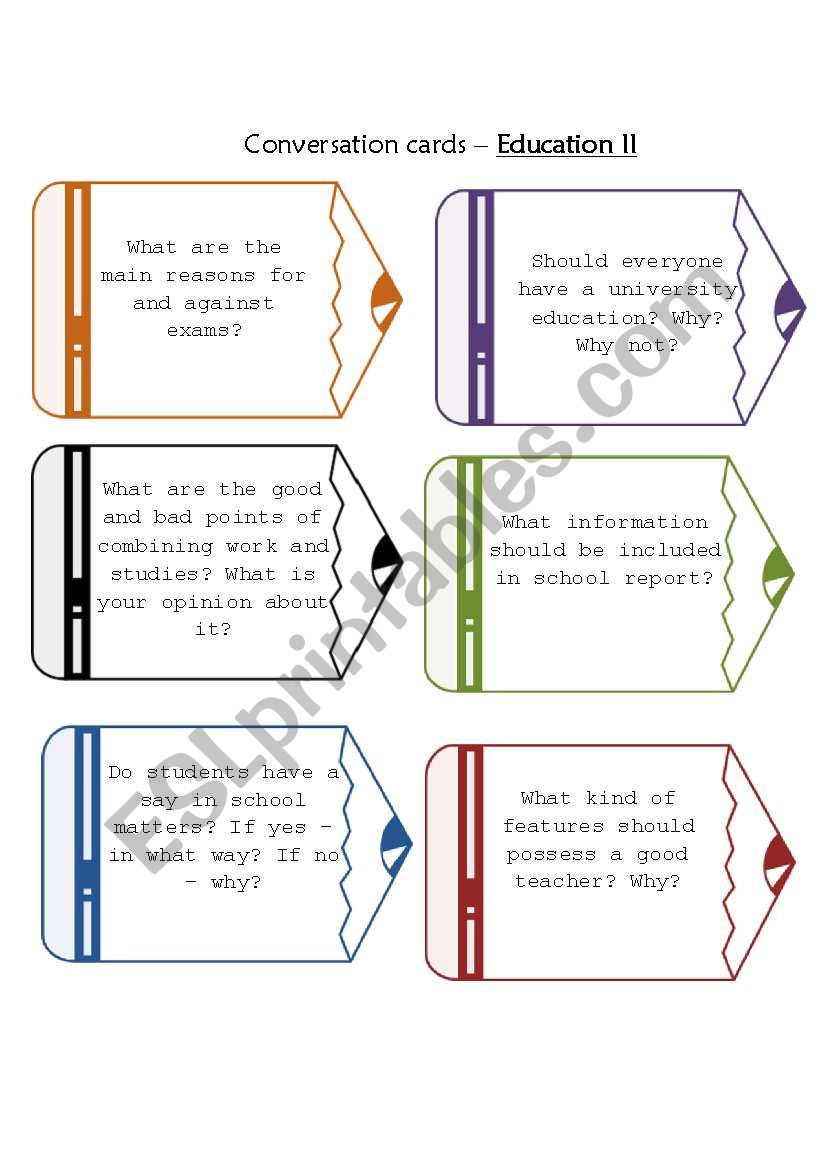 Conversation cards - Education (set 2)