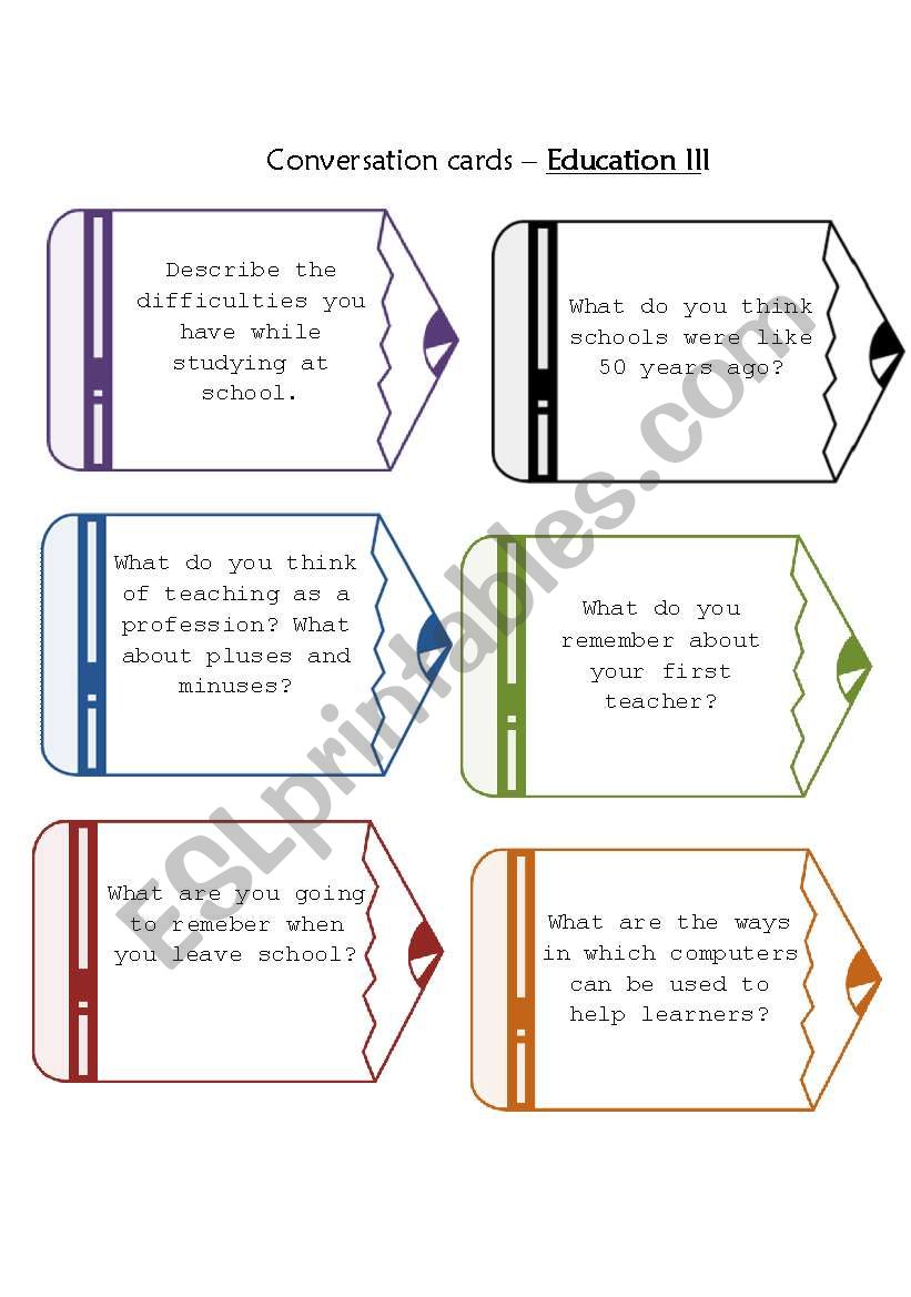 Conversation Cards - Education (set 3)