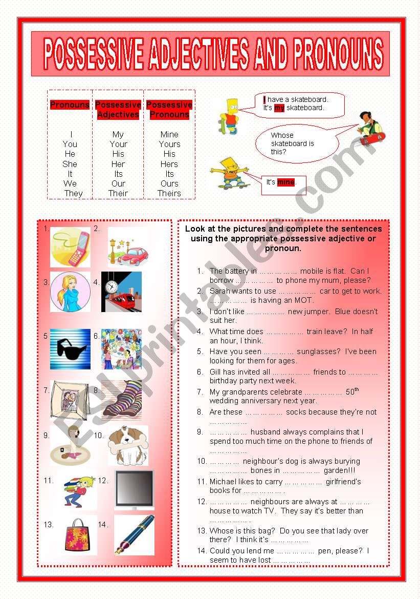 possessive adjectives and pronouns