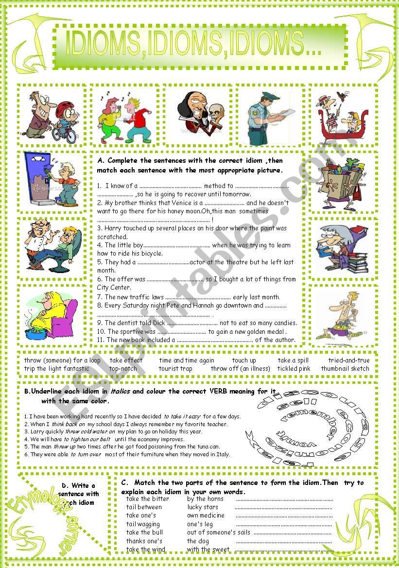 IDIOMS,IDIOMS,IDIOMS...(20) worksheet