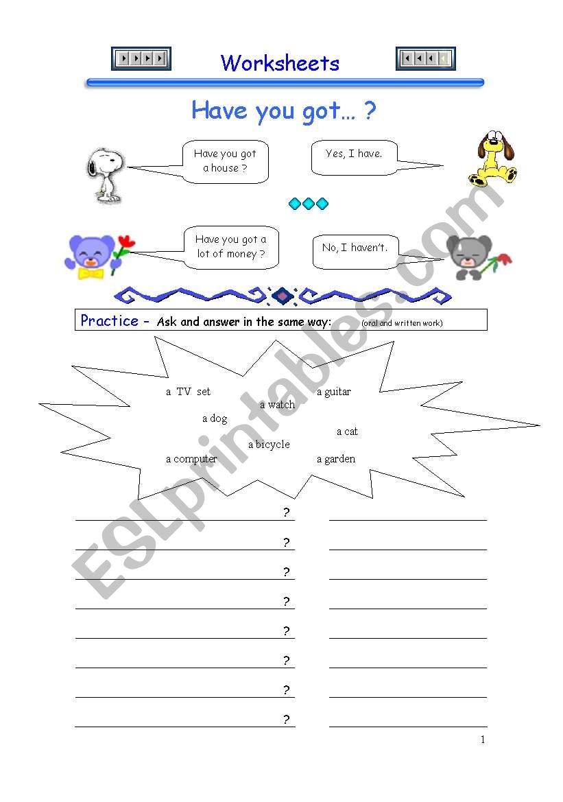 Have You Got 5 Pages Of Exercises Esl Worksheet By Nani Pappi
