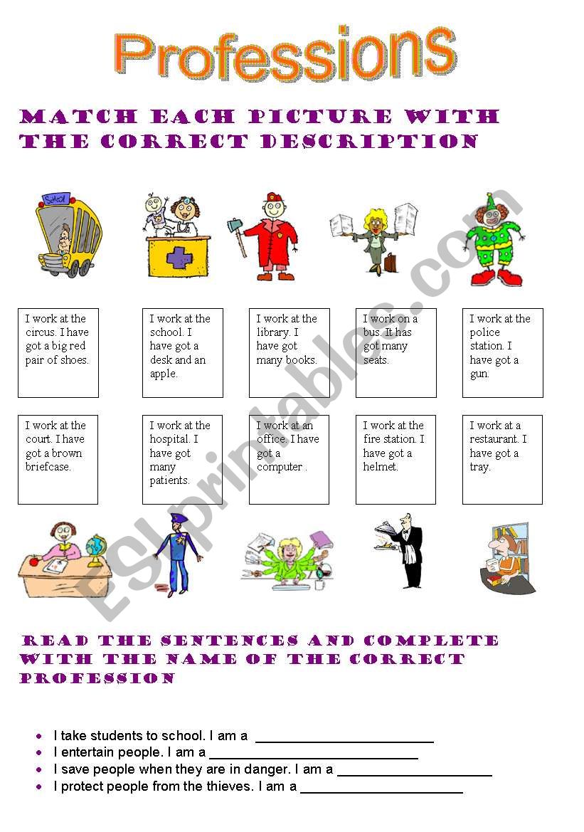 occupations worksheet