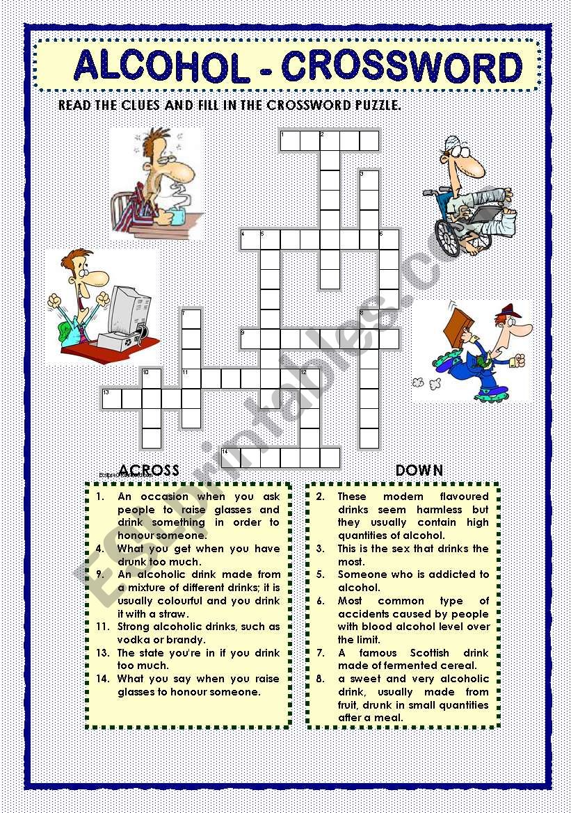 ALCOHOL - CROSSWORD worksheet