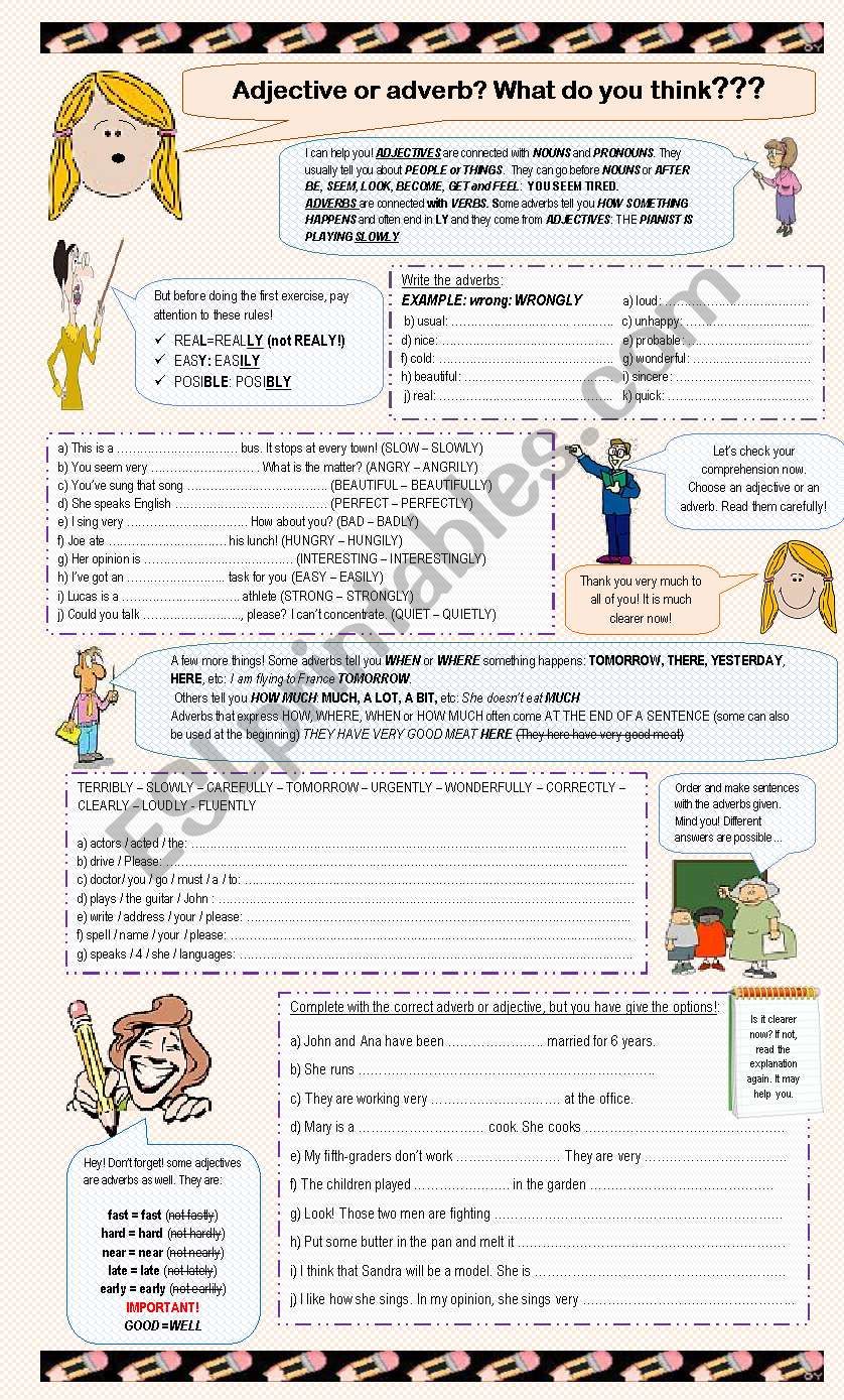 Adjective or Adverb? worksheet