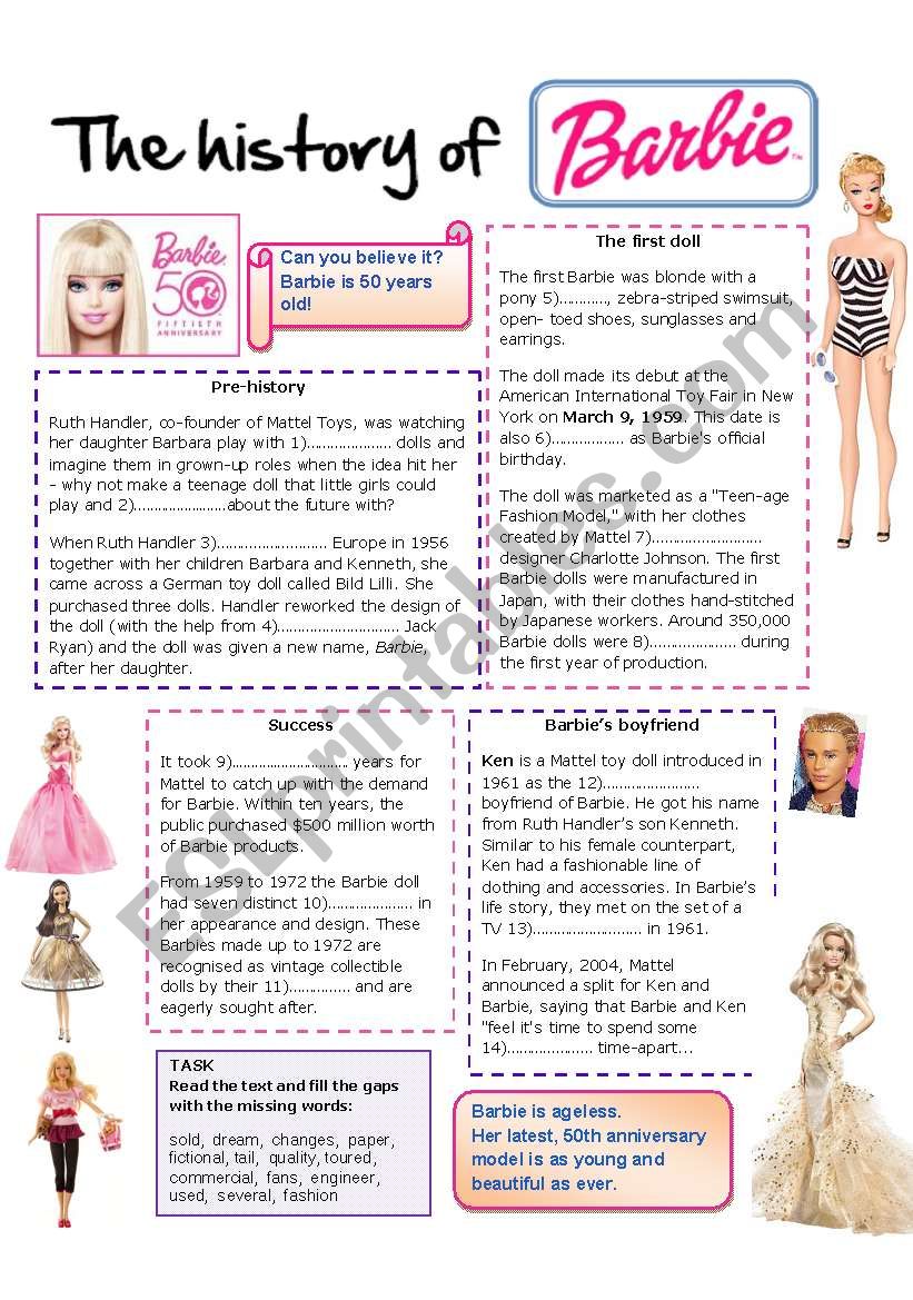 History of Barbie worksheet