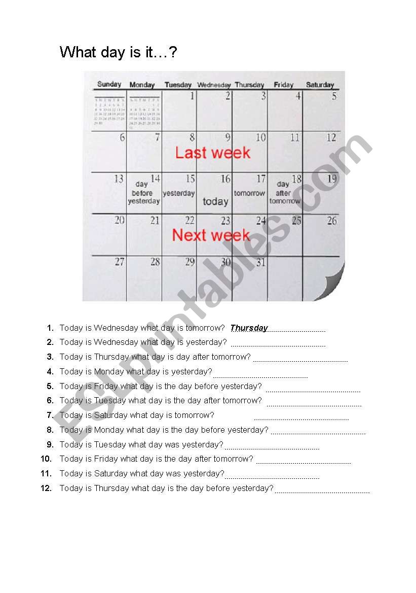 what is day worksheet
