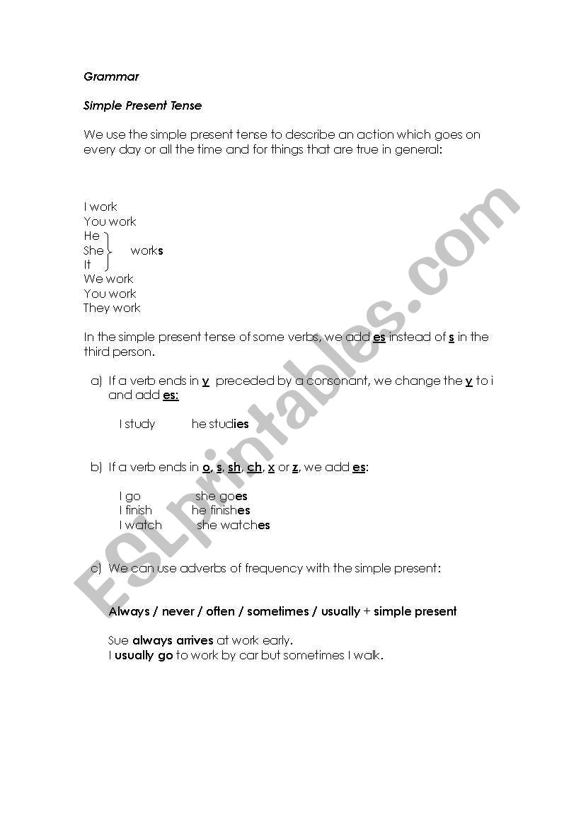 Simple Present - Afirmative Sentences