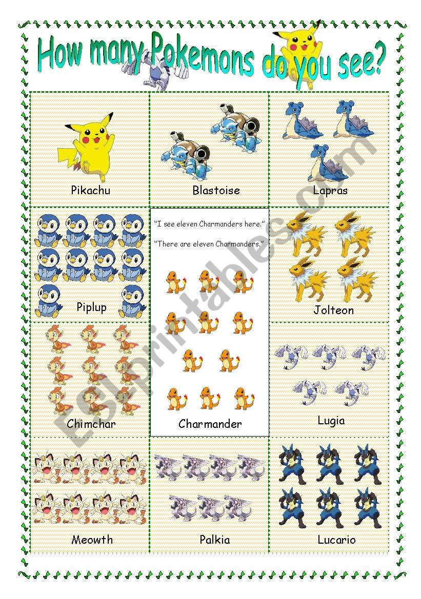 Practice of counting with Pokemon 