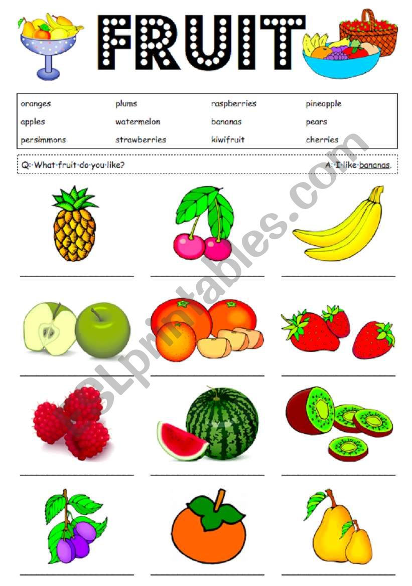 Fruit worksheet