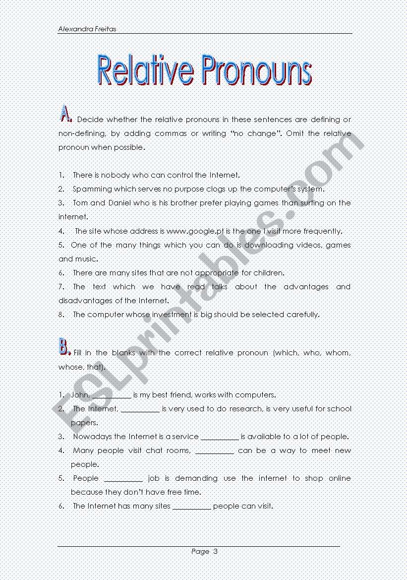 Relative Pronouns - 10th graders 